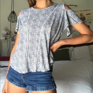 Blue And White Patterned Shirt